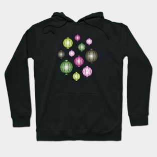 Lanterns | Mid Autumn Festival | Pink Green | Black Hoodie